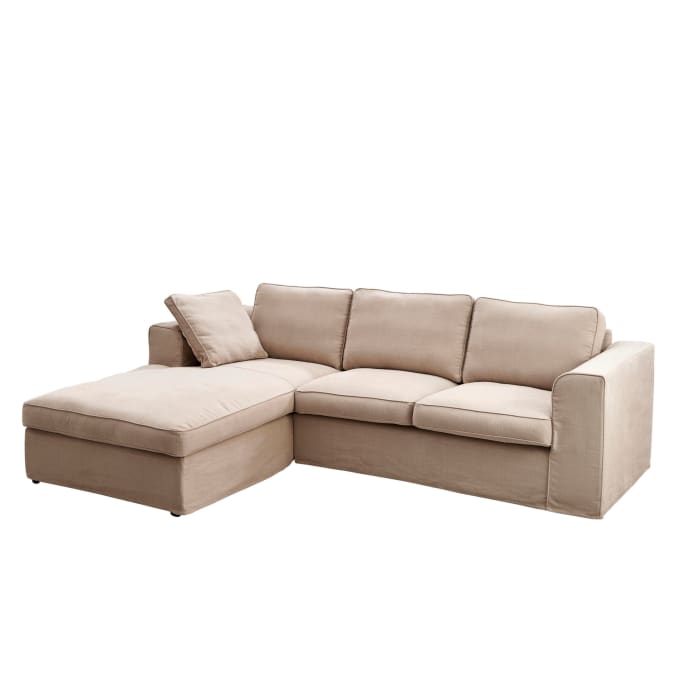 Ecksofa Brighton, Hussenbezug, skandinavisch, Baumwolle, Leinen, ca. B260 cm, Divan ca. T190 cm