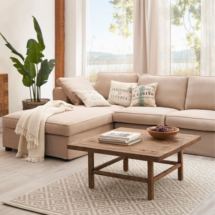 Ecksofa Brighton, Hussenbezug, skandinavisch, Baumwolle, Leinen, ca. B260 cm, Divan ca. T190 cm